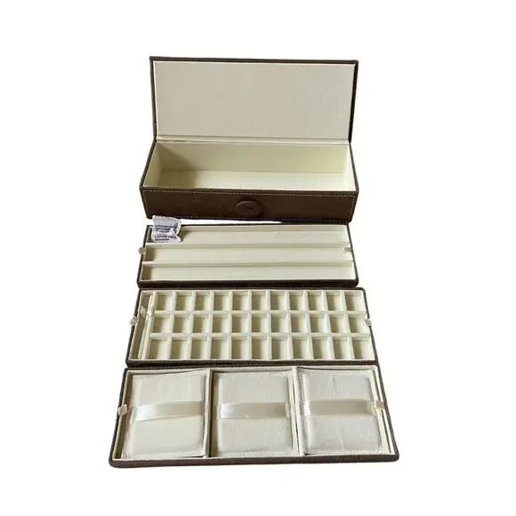 Pandora Jewelry Box Tan/Brown 3 Tier Charm/Bracelet Organizer case Retired - Picture 2 of 9